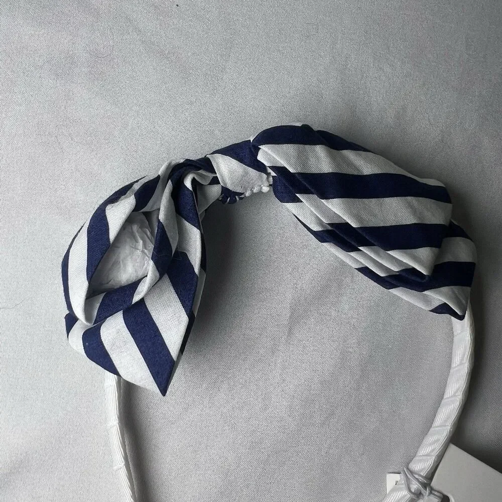 Janie And Jack Bow‎ Headband, Navy And White Stripes